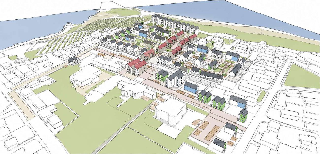Draft aerial view of the proposed development at the Knab