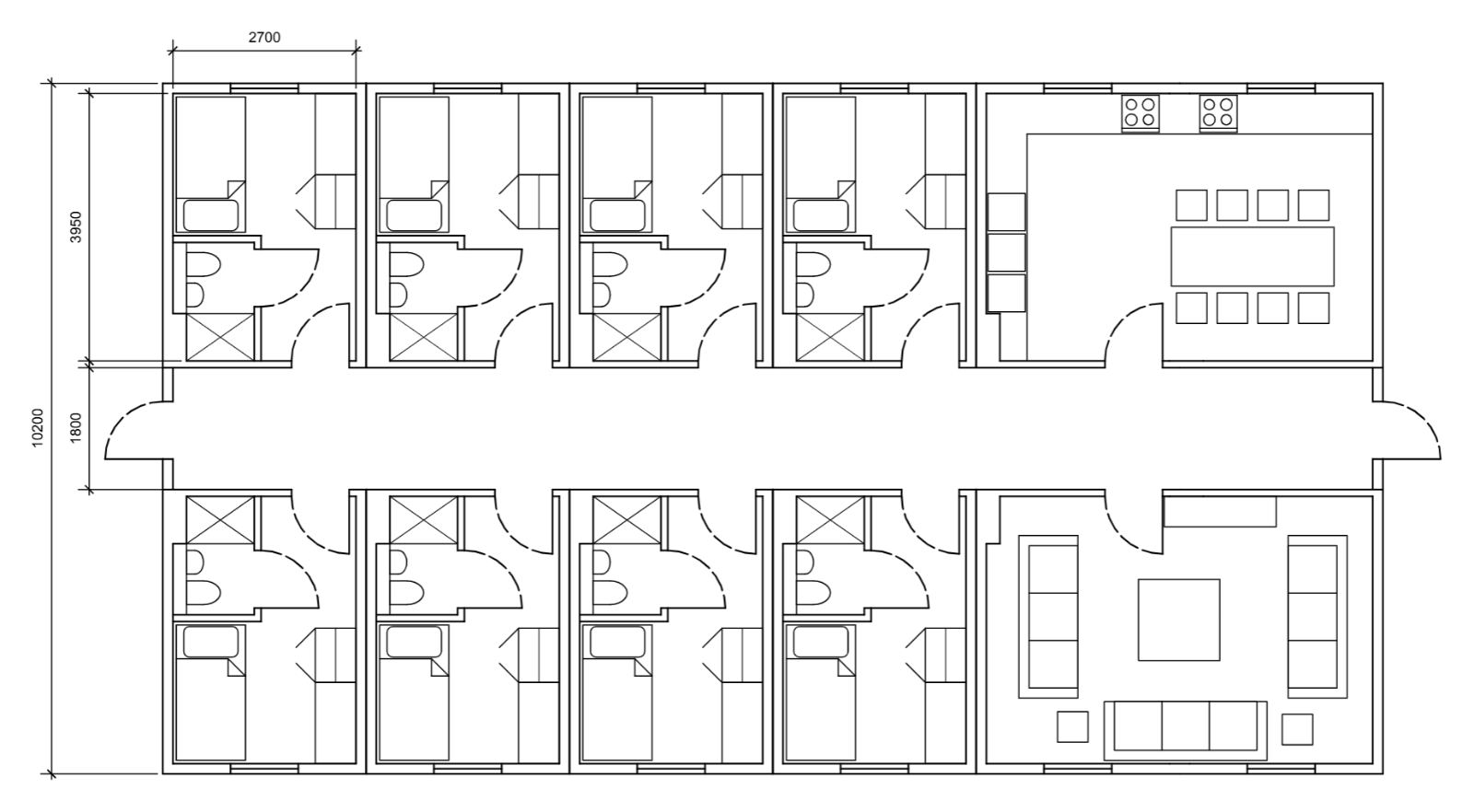 Typical eight bed cluster plan